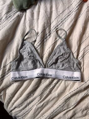 Calvin Klein Light Gray Logo Cotton Bralette
